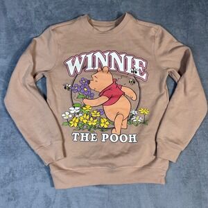 Disney Winnie the Pooh Graphic Sweatshirt Women's XS Beige Crewneck Pullover
